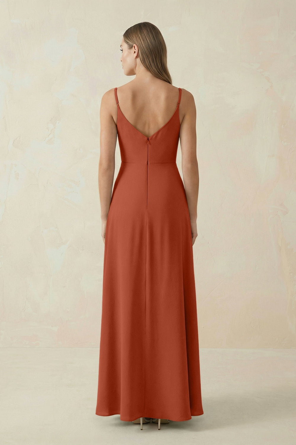 Cami Strap A-Line Chiffon Bridesmaid Dress in Spice