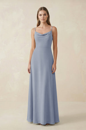 Cami Strap A - Line Chiffon Bridesmaid Dress in Twilight - KISS BRIDAL Bridesmaid Dresses