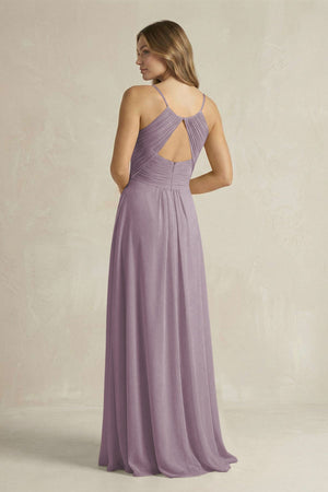 Cami Strap A-Line Chiffon Pleated Bridesmaid Dress in Dusk (2) | KISSBRIDAL
