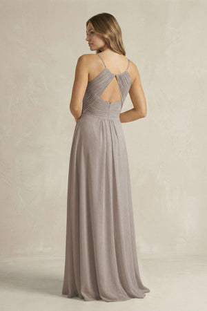 Cami Strap A-Line Chiffon Pleated Bridesmaid Dress in Frost (2) | KISSBRIDAL