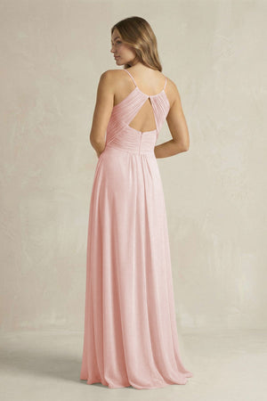 Cami Strap A-Line Chiffon Pleated Bridesmaid Dress in Rose Petal (2) | KISSBRIDAL
