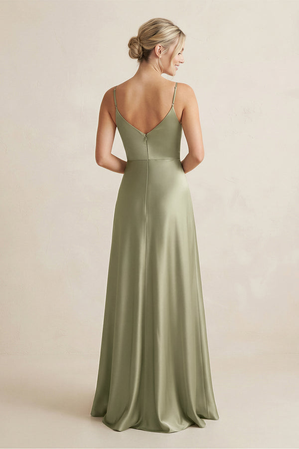 Cami Strap A - Line Shiny Satin Bridesmaid Dress - KISS BRIDAL Bridesmaid Dresses