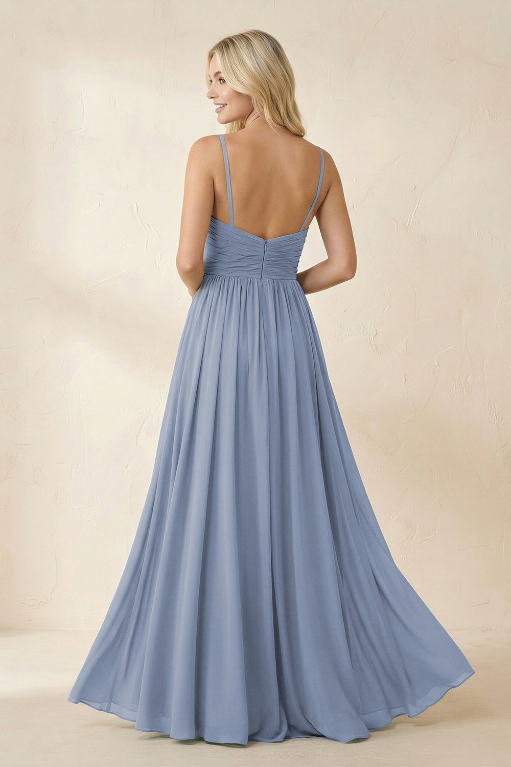 Cami Strap Chiffon A-Line Bridesmaid Dress with Slit in Twilight