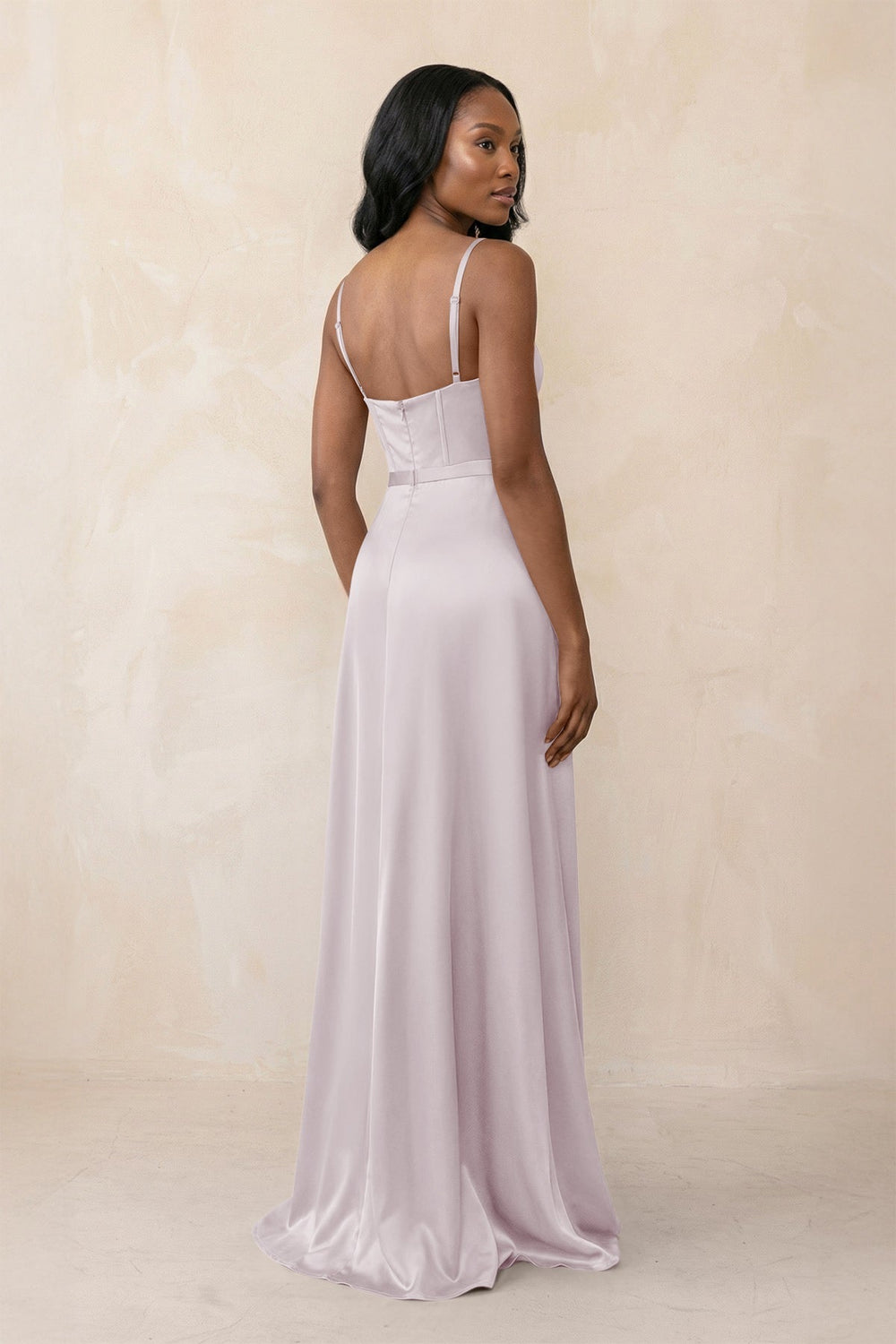 Cami Strap Corset Satin Sheath Bridesmaid Dress in Dusk