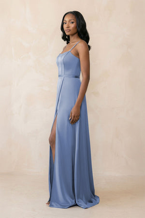 Cami Strap Corset Satin Sheath Bridesmaid Dress in Mist - KISS BRIDAL Bridesmaid Dresses