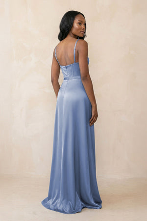 Cami Strap Corset Satin Sheath Bridesmaid Dress in Mist - KISS BRIDAL Bridesmaid Dresses