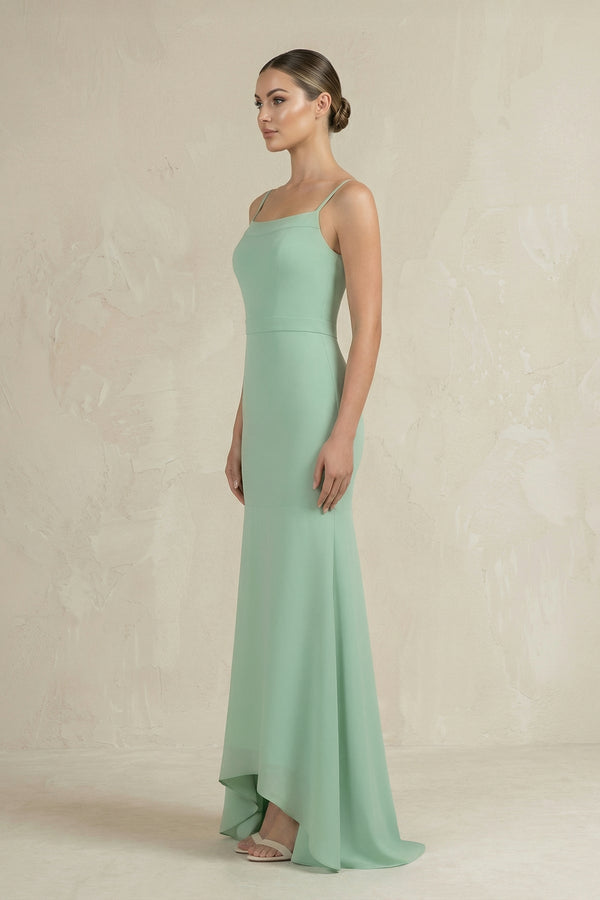 Cami Strap Mermaid Ruffled Chiffon Bridesmaid Dress - KISS BRIDAL Bridesmaid Dresses