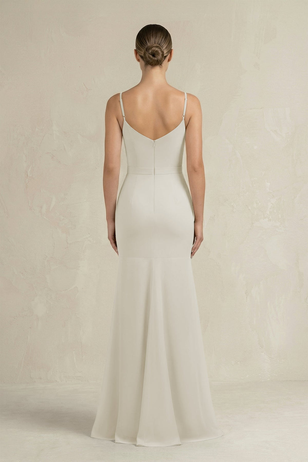 Cami Strap Mermaid Ruffled Chiffon Bridesmaid Dress in Dove Gray