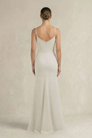 Cami Strap Mermaid Ruffled Chiffon Bridesmaid Dress in Dove Gray - KISS BRIDAL Bridesmaid Dresses
