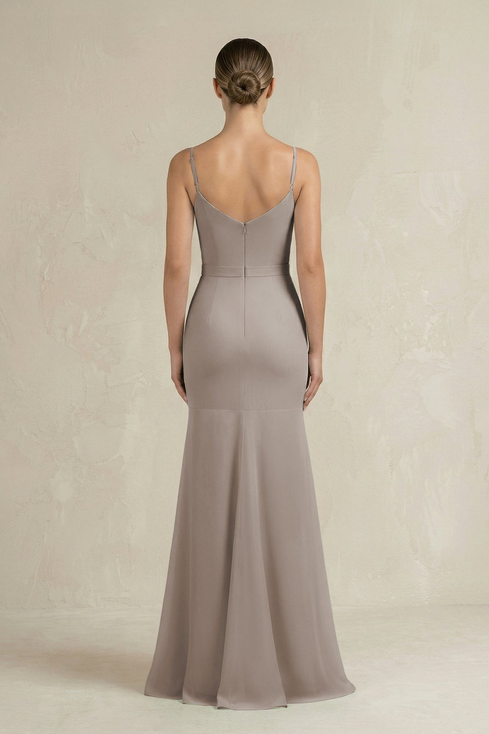 Cami Strap Mermaid Ruffled Chiffon Bridesmaid Dress in Frost