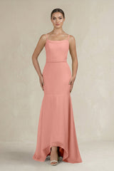 Cami Strap Mermaid Ruffled Chiffon Bridesmaid Dress in Rosette | KISSBRIDAL