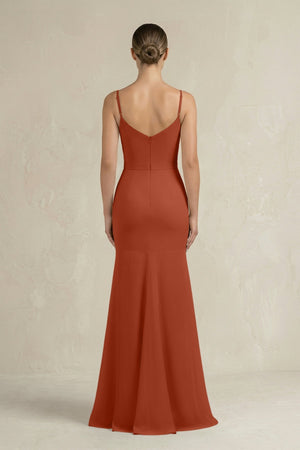 Cami Strap Mermaid Ruffled Chiffon Bridesmaid Dress in Spice - KISS BRIDAL Bridesmaid Dresses
