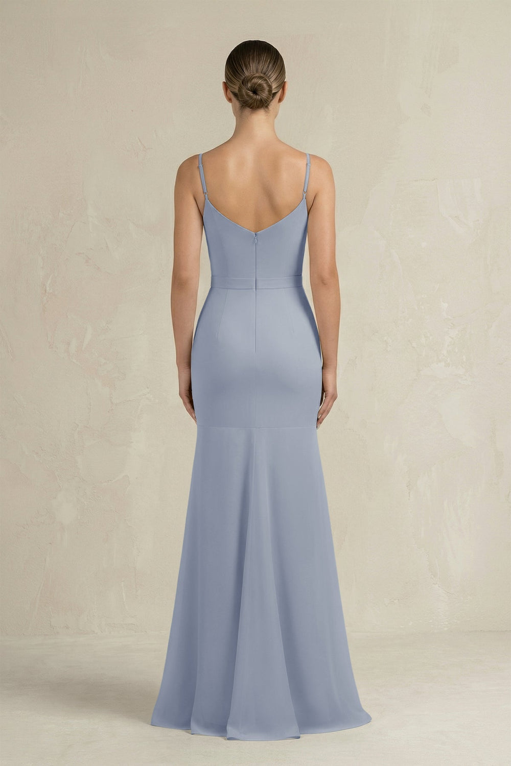 Cami Strap Mermaid Ruffled Chiffon Bridesmaid Dress in Twilight