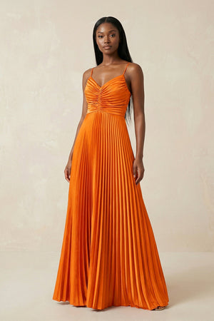 Cami Strap Pleated A - Line Bridesmaid Dress in Cinnamon - KISS BRIDAL Bridesmaid Dresses