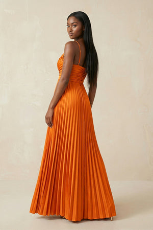 Cami Strap Pleated A - Line Bridesmaid Dress in Cinnamon - KISS BRIDAL Bridesmaid Dresses