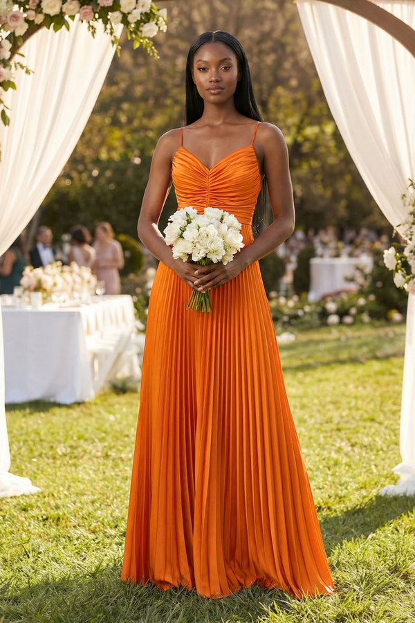 Cami Strap Pleated A - Line Bridesmaid Dress in Cinnamon - KISS BRIDAL Bridesmaid Dresses