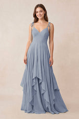 Cami Strap Ruffled A - Line Chiffon Bridesmaid Dress in Twilight - KISS BRIDAL Bridesmaid Dresses