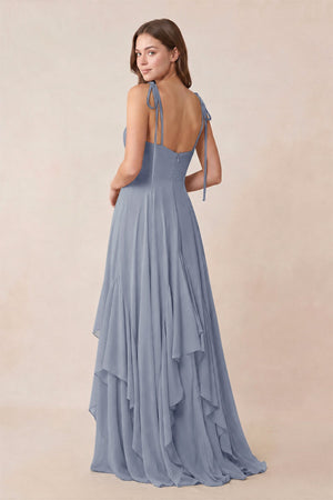 Cami Strap Ruffled A - Line Chiffon Bridesmaid Dress in Twilight - KISS BRIDAL Bridesmaid Dresses