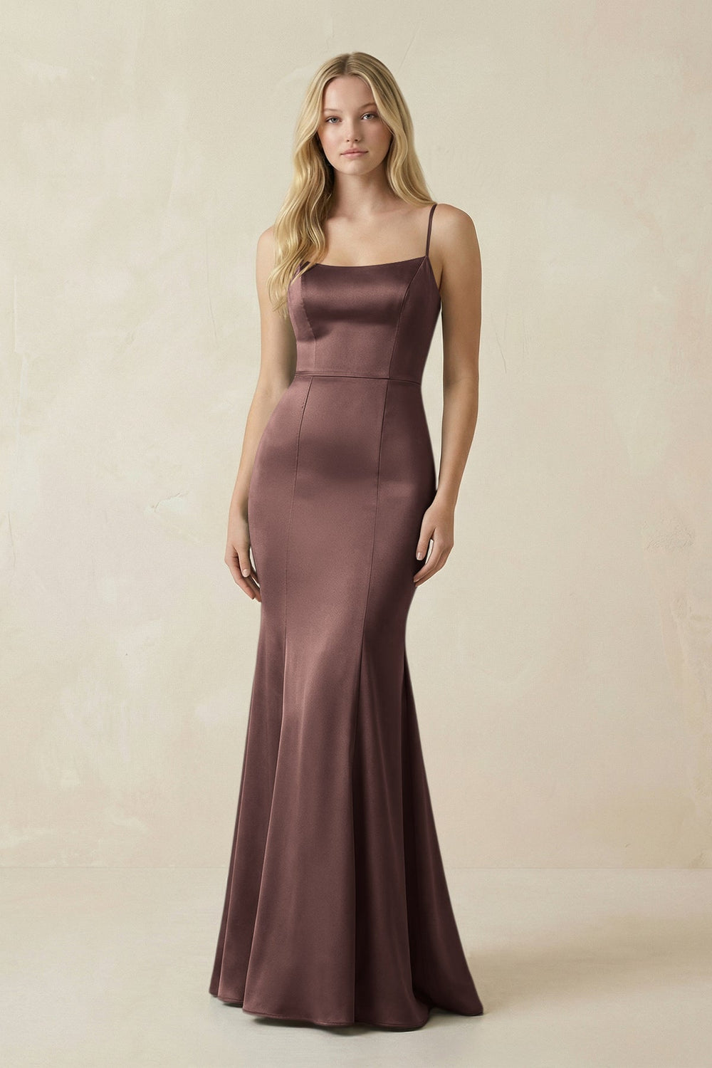 Cami Strap Ruffled Satin Bridesmaid Dress With Bow in Espresso