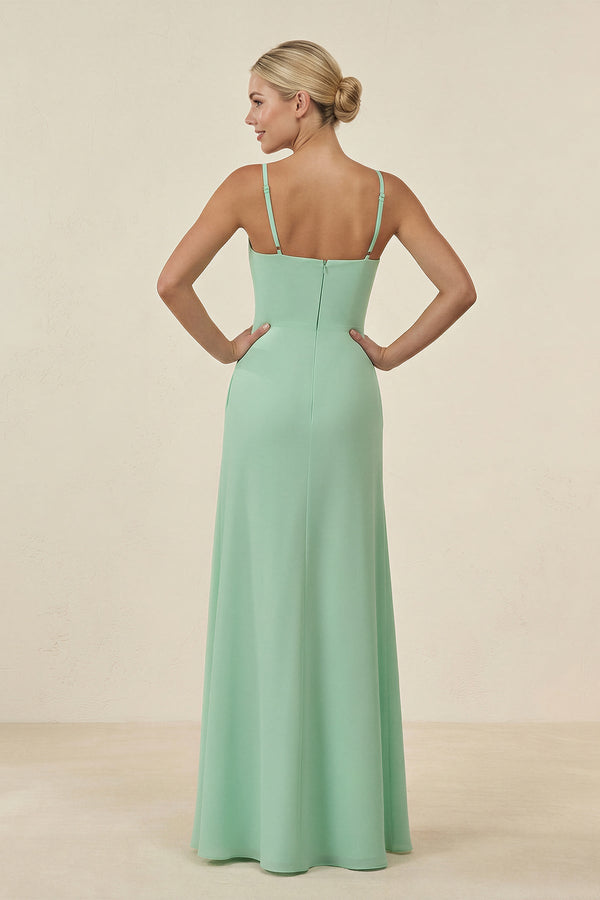 Cami Strap Chiffon Sheath Bridesmaid Gown in Pale Pistachio - KISS BRIDAL BRIDESMAID DRESSES