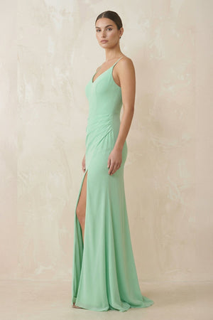 Cami Strap Sheath Chiffon Bridesmaid Gown - KISS BRIDAL Bridesmaid Dresses