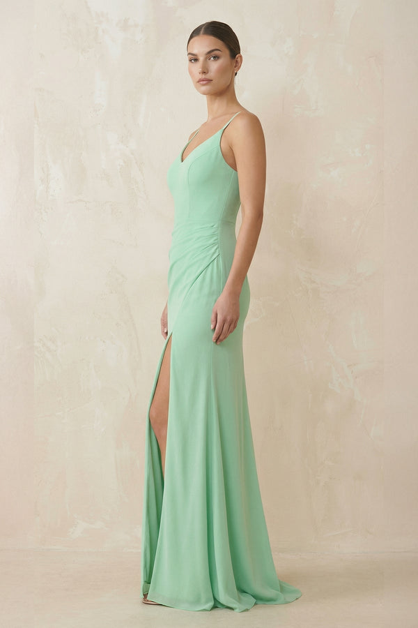 Cami Strap Sheath Chiffon Bridesmaid Gown - KISS BRIDAL Bridesmaid Dresses
