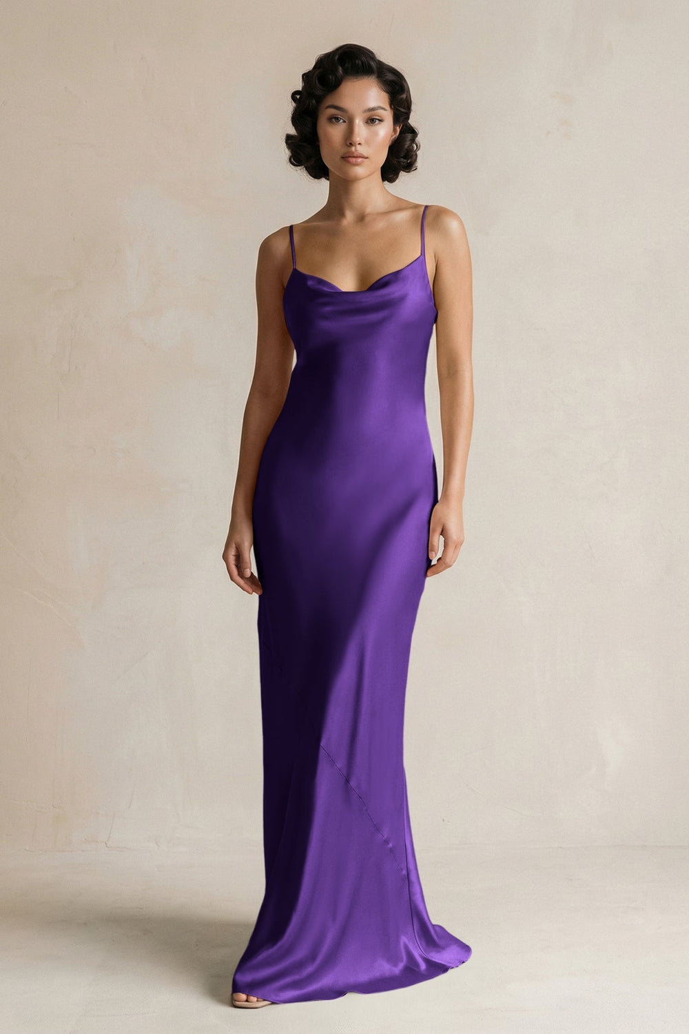Cami Strap Sheath Satin Bridesmaid Dress in Amethyst