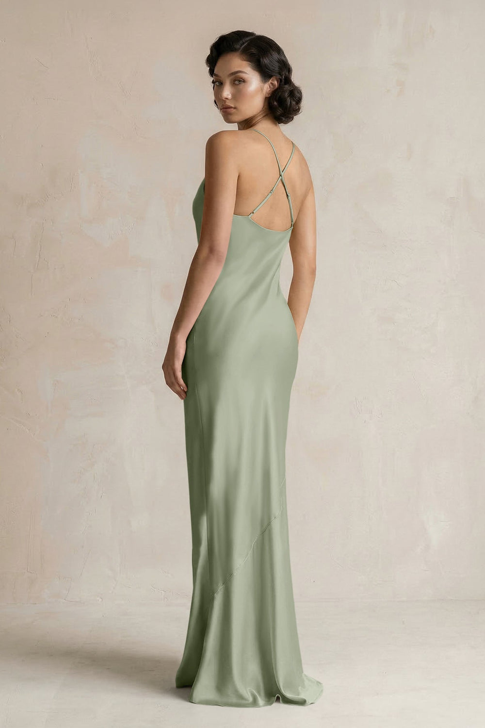 Cami Strap Sheath Satin Bridesmaid Dress in Dove Gray