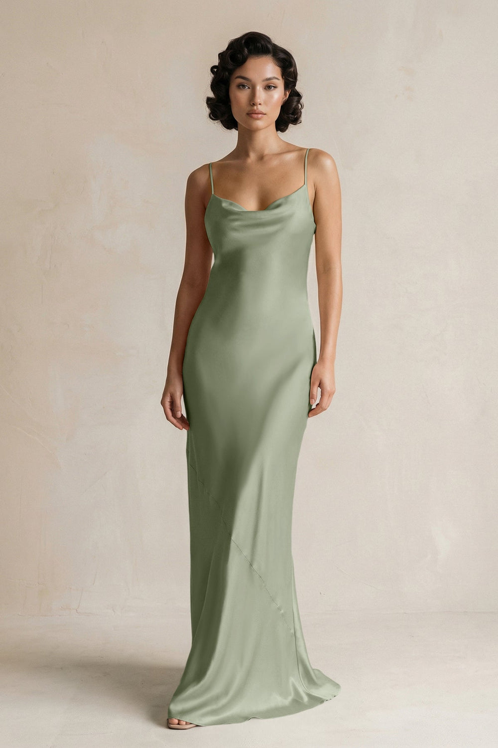 Cami Strap Sheath Satin Bridesmaid Dress in Dove Gray