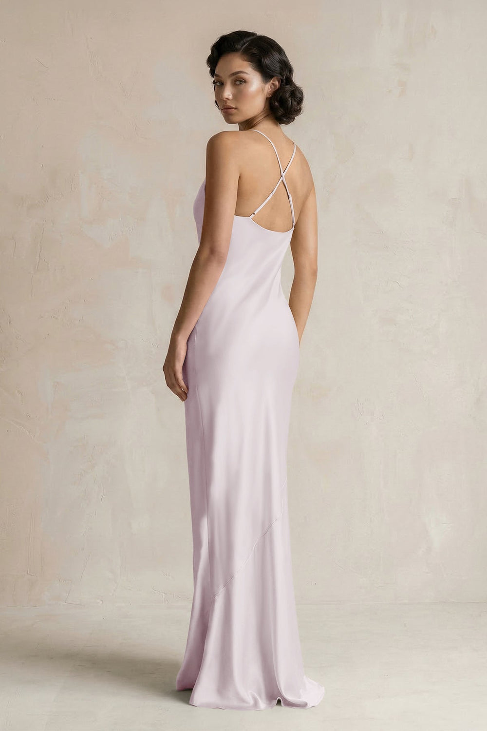 Cami Strap Sheath Satin Bridesmaid Dress in Dusk