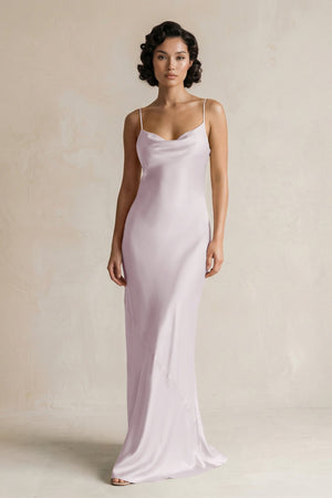 Cami Strap Sheath Satin Bridesmaid Dress in Dusk - KISS BRIDAL Bridesmaid Dresses