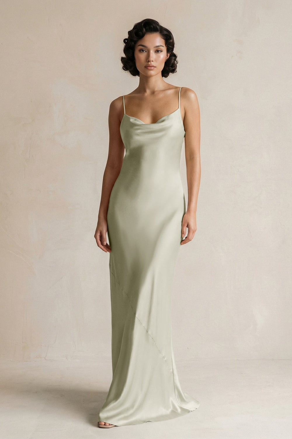 Cami Strap Sheath Satin Bridesmaid Dress in Frost
