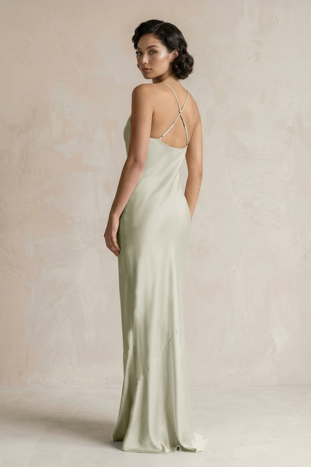 Cami Strap Sheath Satin Bridesmaid Dress in Frost