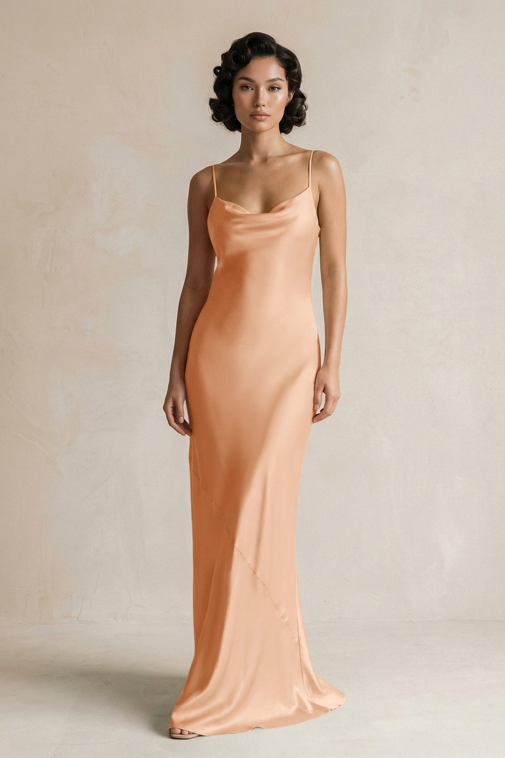 Cami Strap Sheath Satin Bridesmaid Dress in Golden Champagne