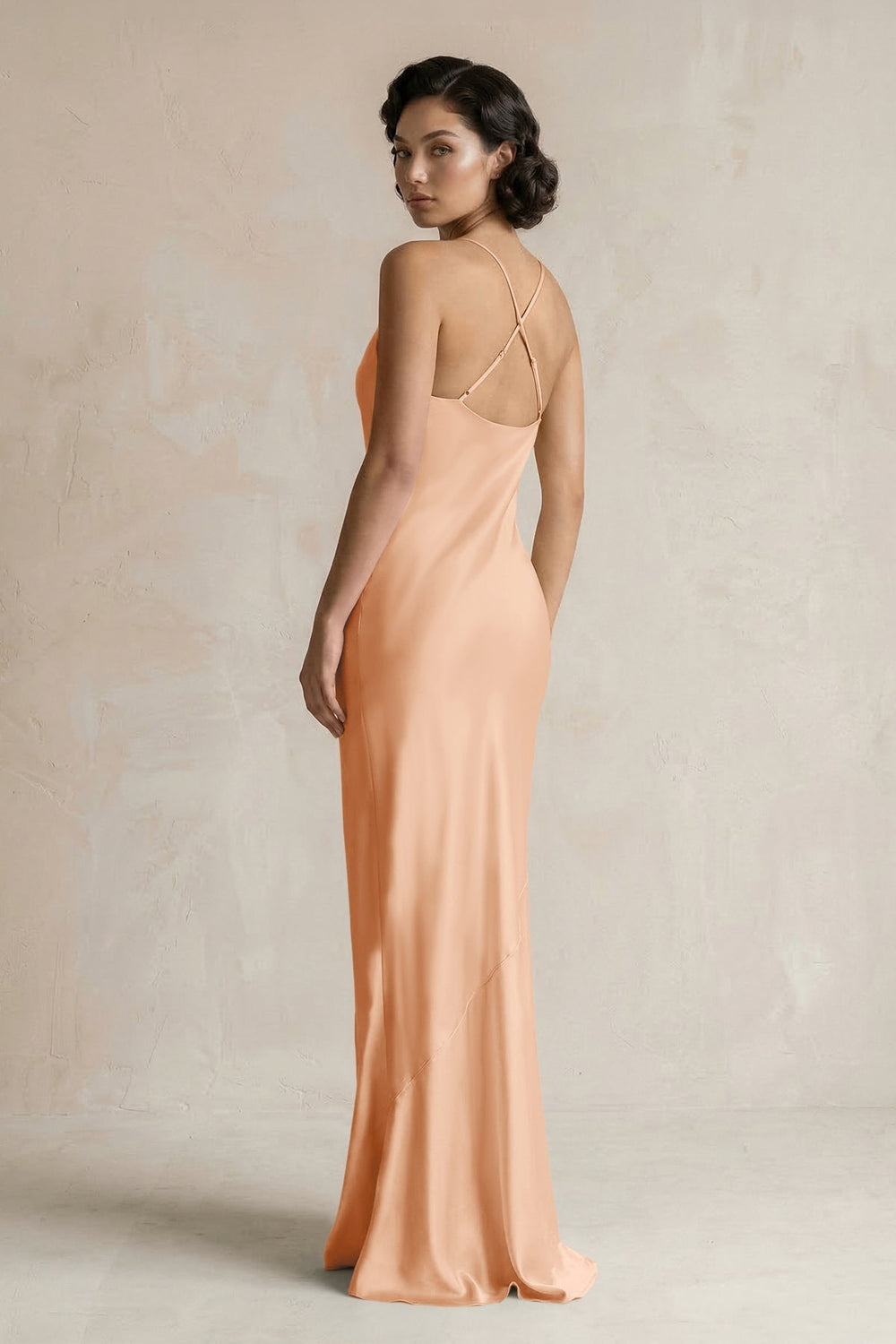Cami Strap Sheath Satin Bridesmaid Dress in Golden Champagne