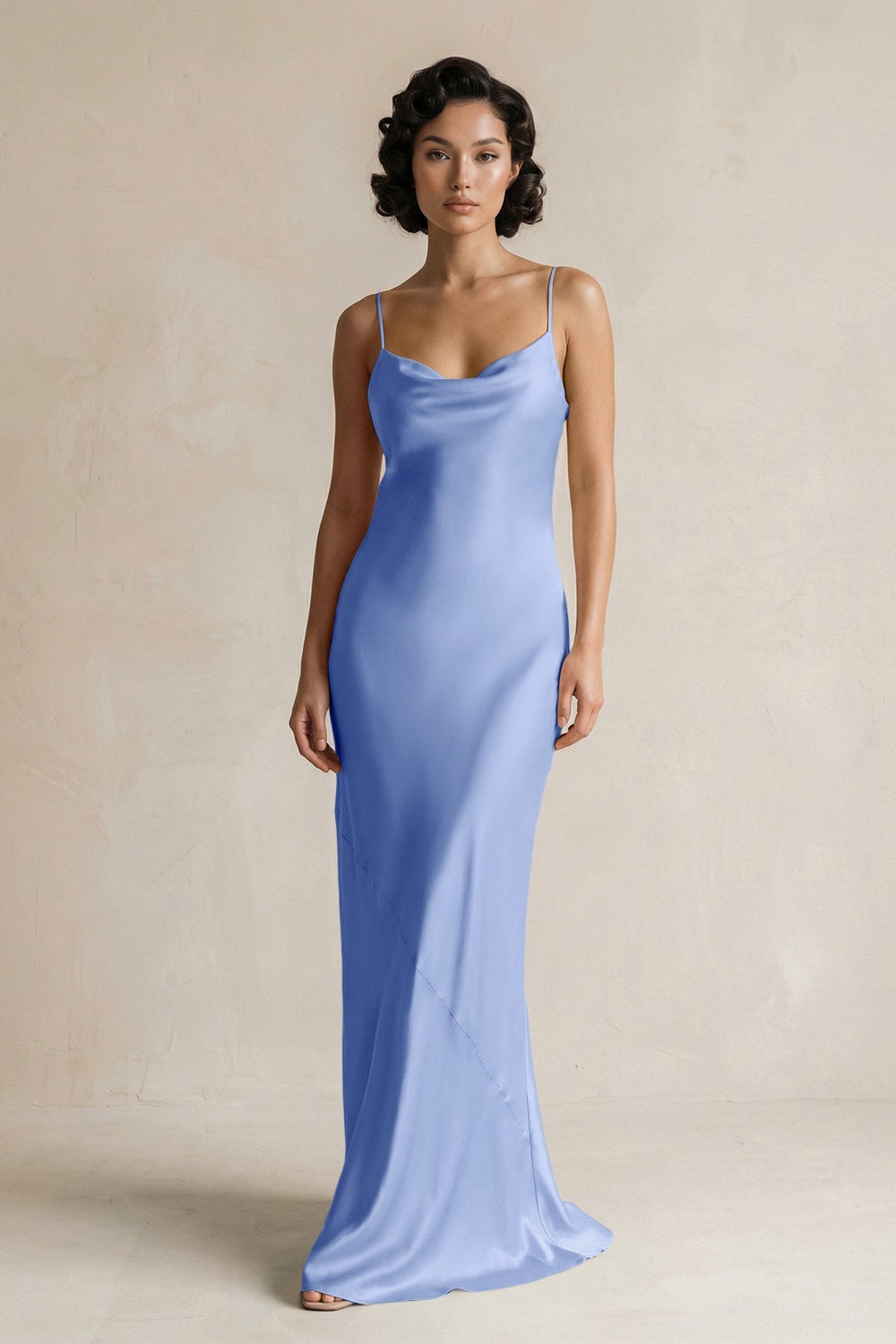 Cami Strap Sheath Satin Bridesmaid Dress in Ice