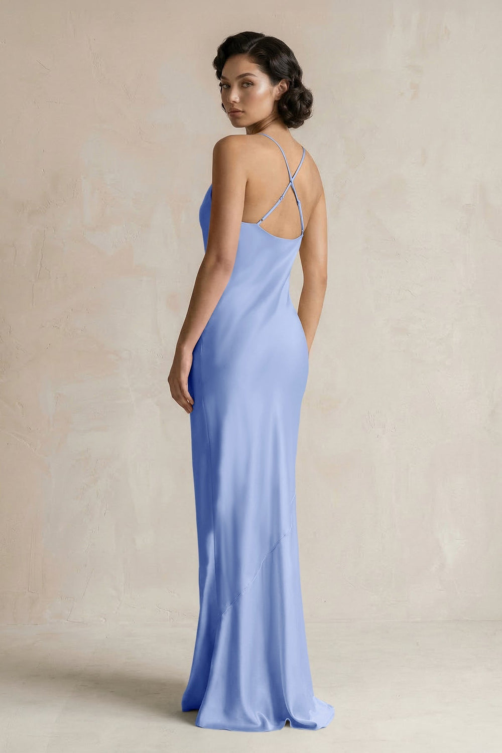 Cami Strap Sheath Satin Bridesmaid Dress in Ice