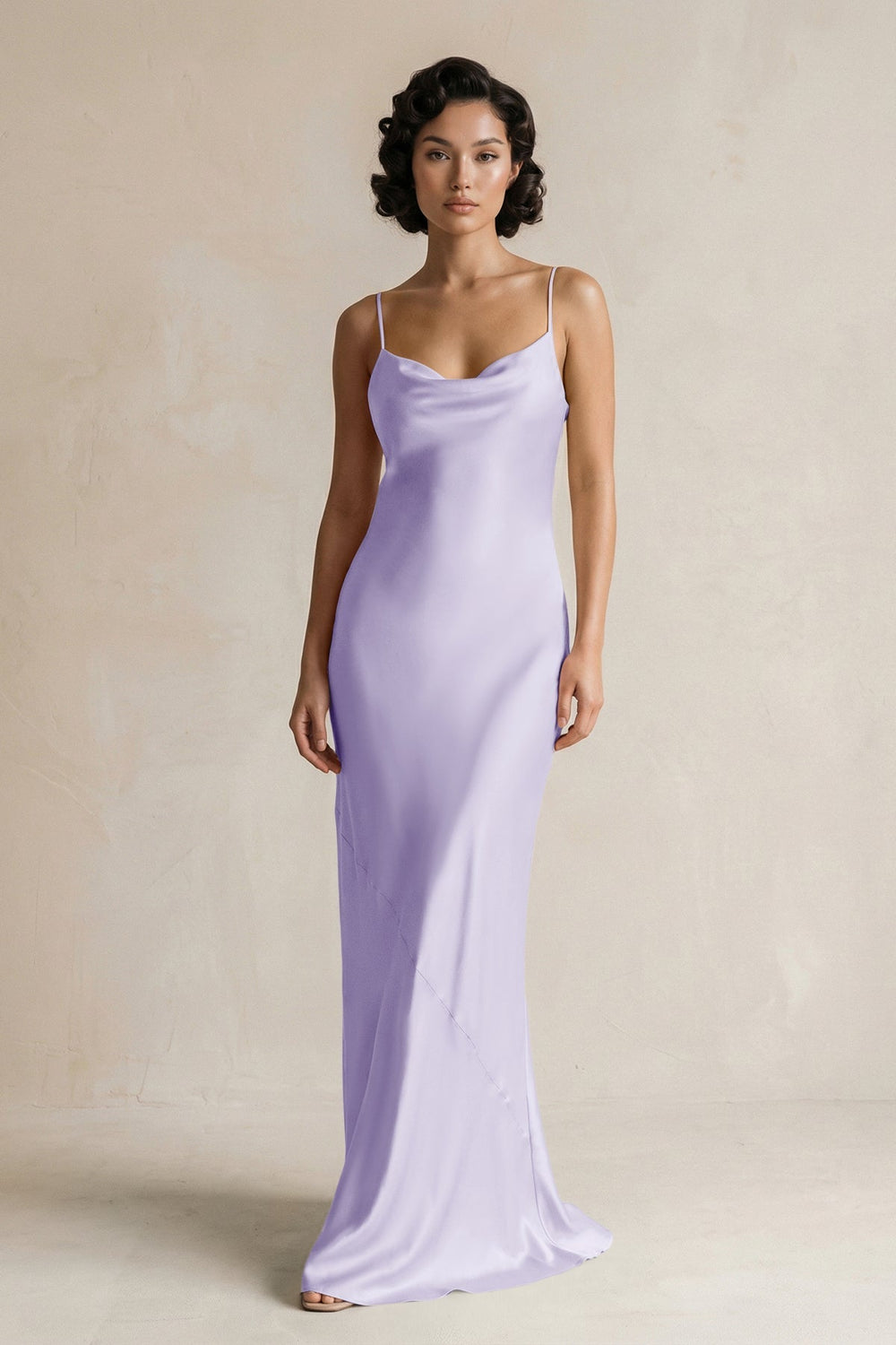 Cami Strap Sheath Satin Bridesmaid Dress in Lavender