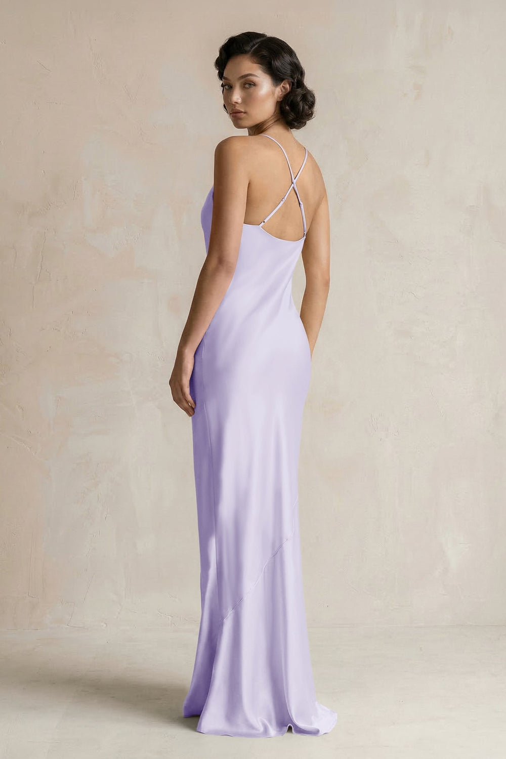 Cami Strap Sheath Satin Bridesmaid Dress in Lavender