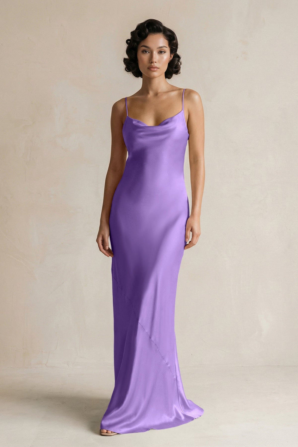 Cami Strap Sheath Satin Bridesmaid Dress in Lilac