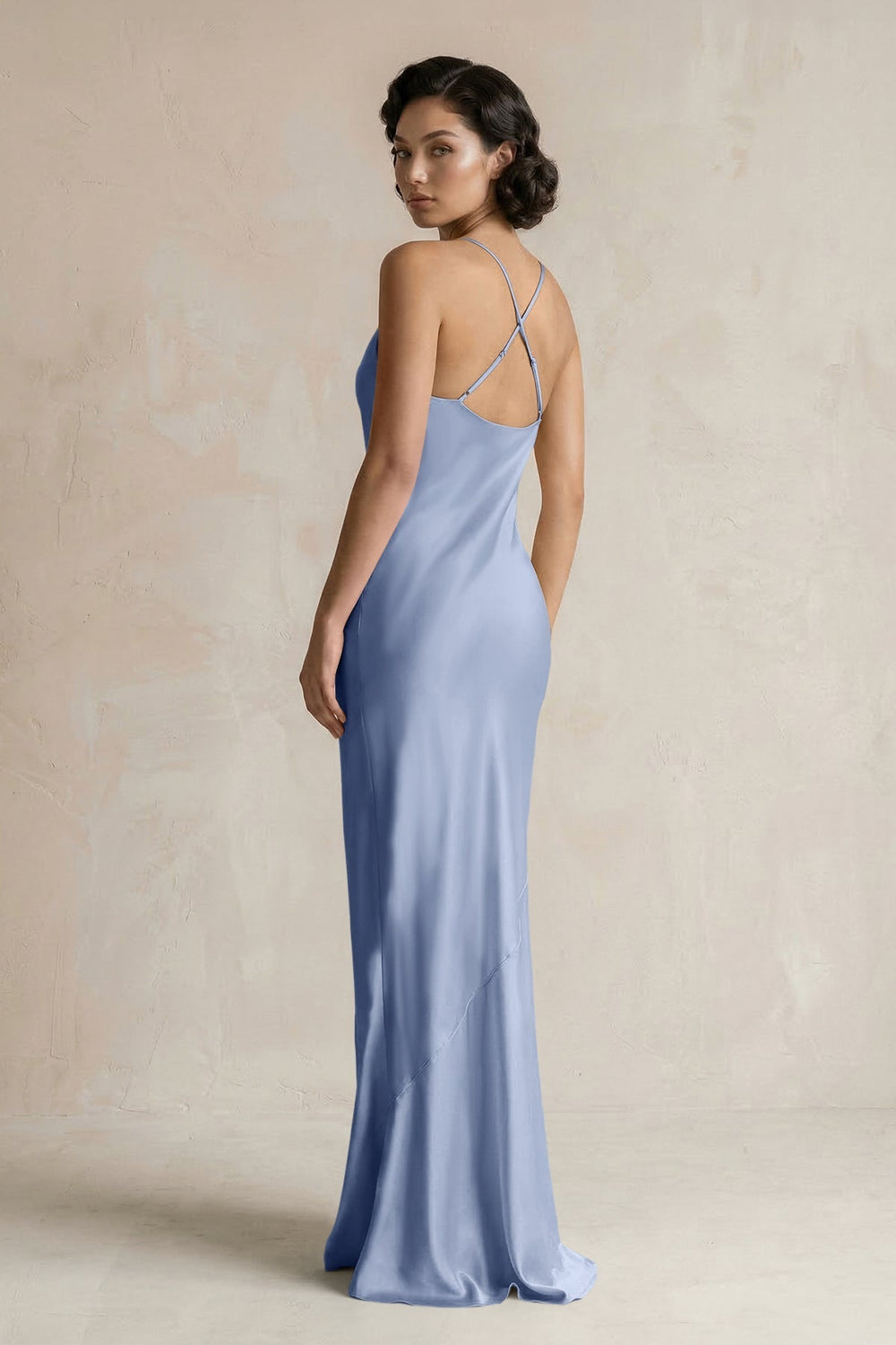 Cami Strap Sheath Satin Bridesmaid Dress in Mist