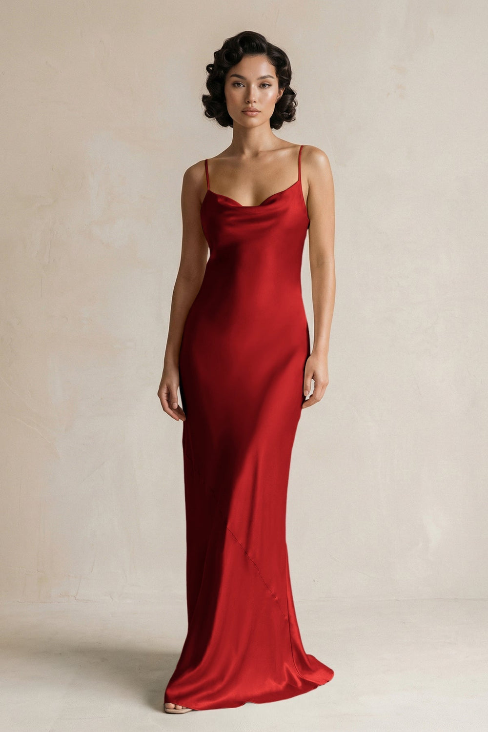 Cami Strap Sheath Satin Bridesmaid Dress in Spice