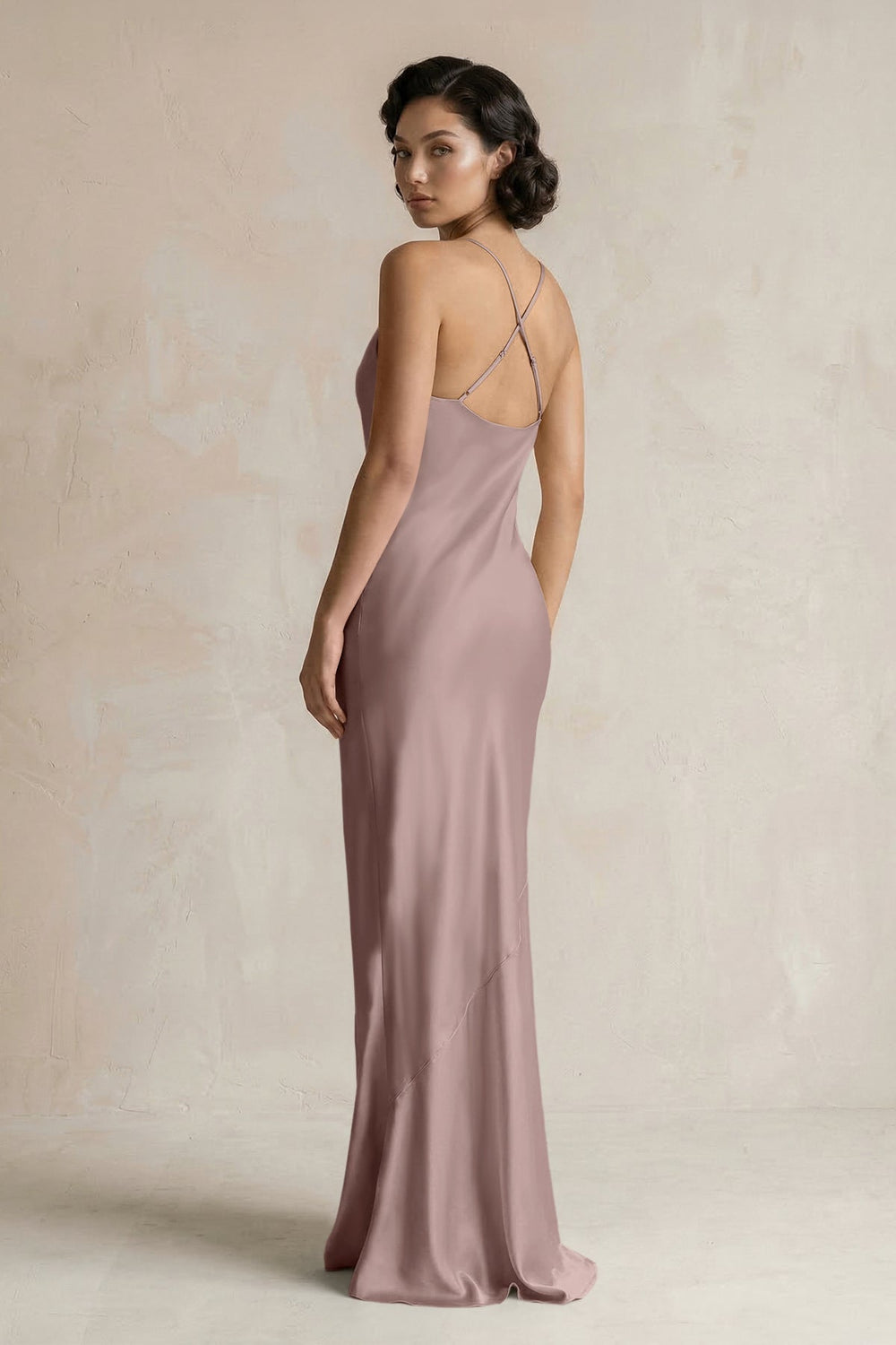 Cami Strap Sheath Satin Bridesmaid Dress in Toffee