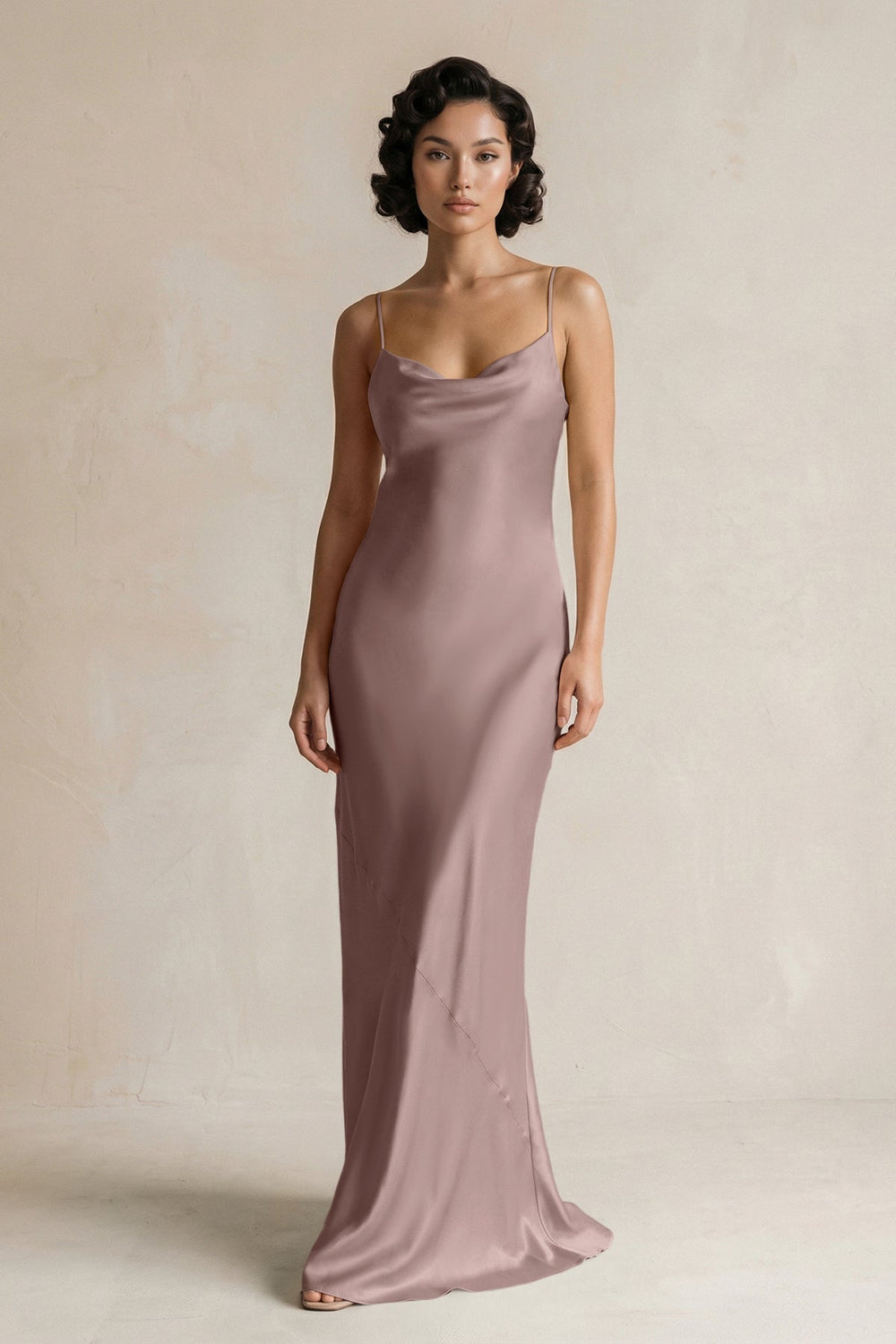 Cami Strap Sheath Satin Bridesmaid Dress in Toffee