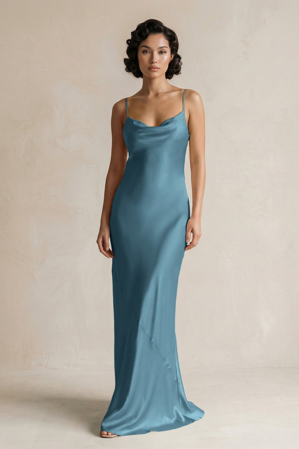 Cami Strap Sheath Satin Bridesmaid Dress in Twilight