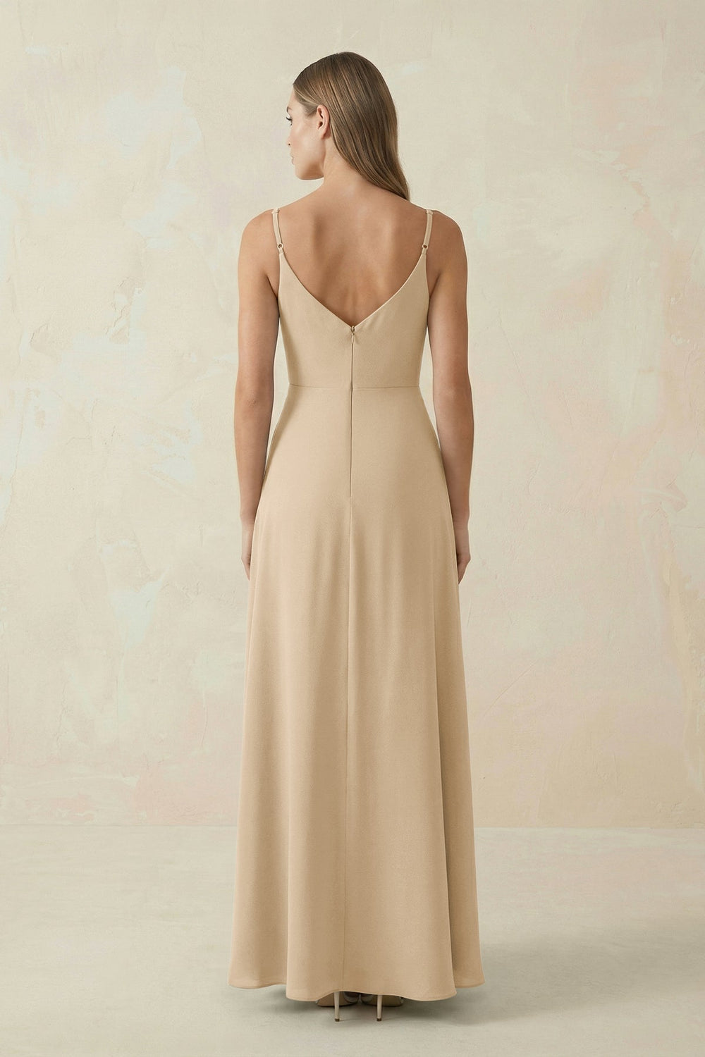 Cami Strap A-Line Chiffon Bridesmaid Dress in Champagne