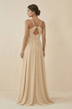 Champagne Sweetheart A-Line Chiffon Bridesmaid Dress (2) | KISSBRIDAL
