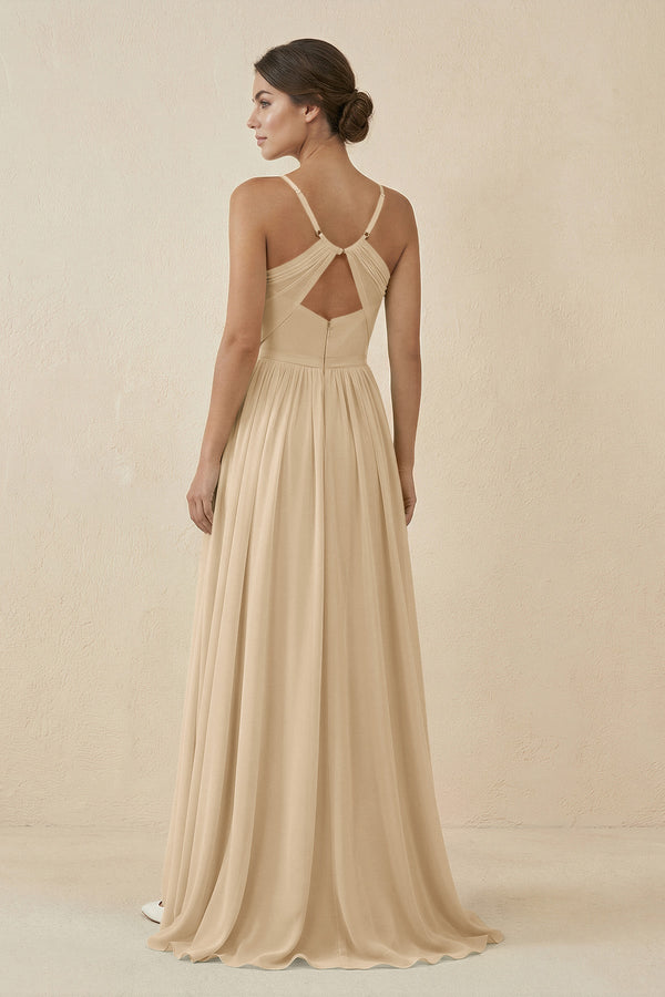 Champagne Sweetheart A-Line Chiffon Bridesmaid Dress (2) | KISSBRIDAL
