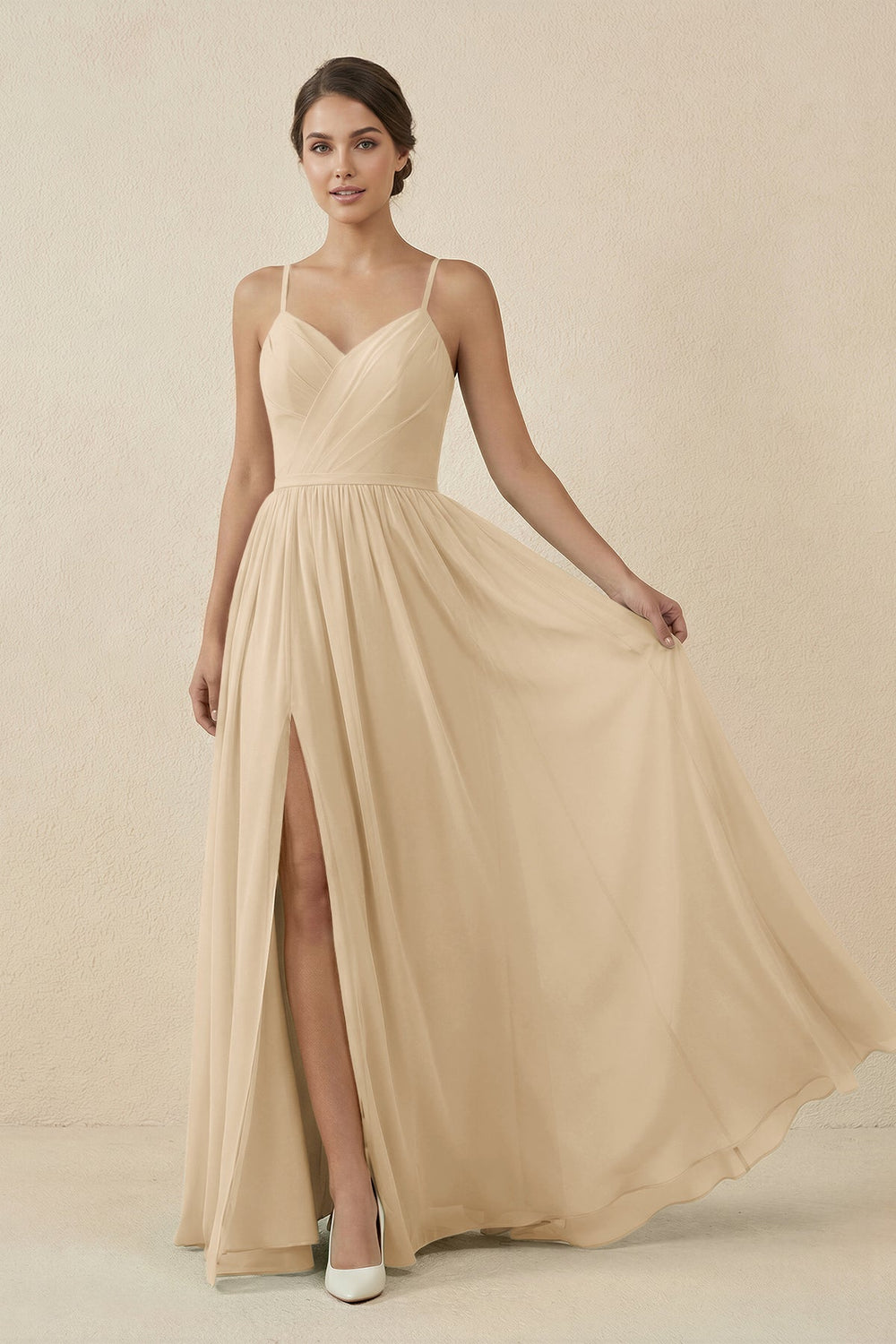 Sweetheart A-Line Chiffon Bridesmaid Dress in Champagne