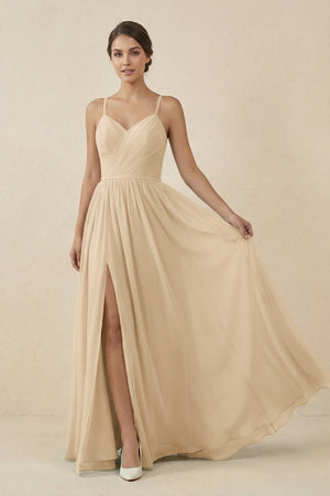 Champagne Sweetheart A-Line Chiffon Bridesmaid Dress | KISSBRIDAL